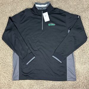 NWT Nike Mens 2XL Black/Gray 1/4 Zip Golf Pullover Fleece Swoosh SAWYERS Sweater